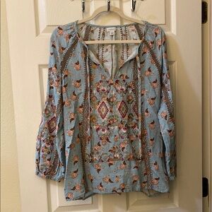 Sundance Relaxed Blue Brown Long Sleeve Tunic